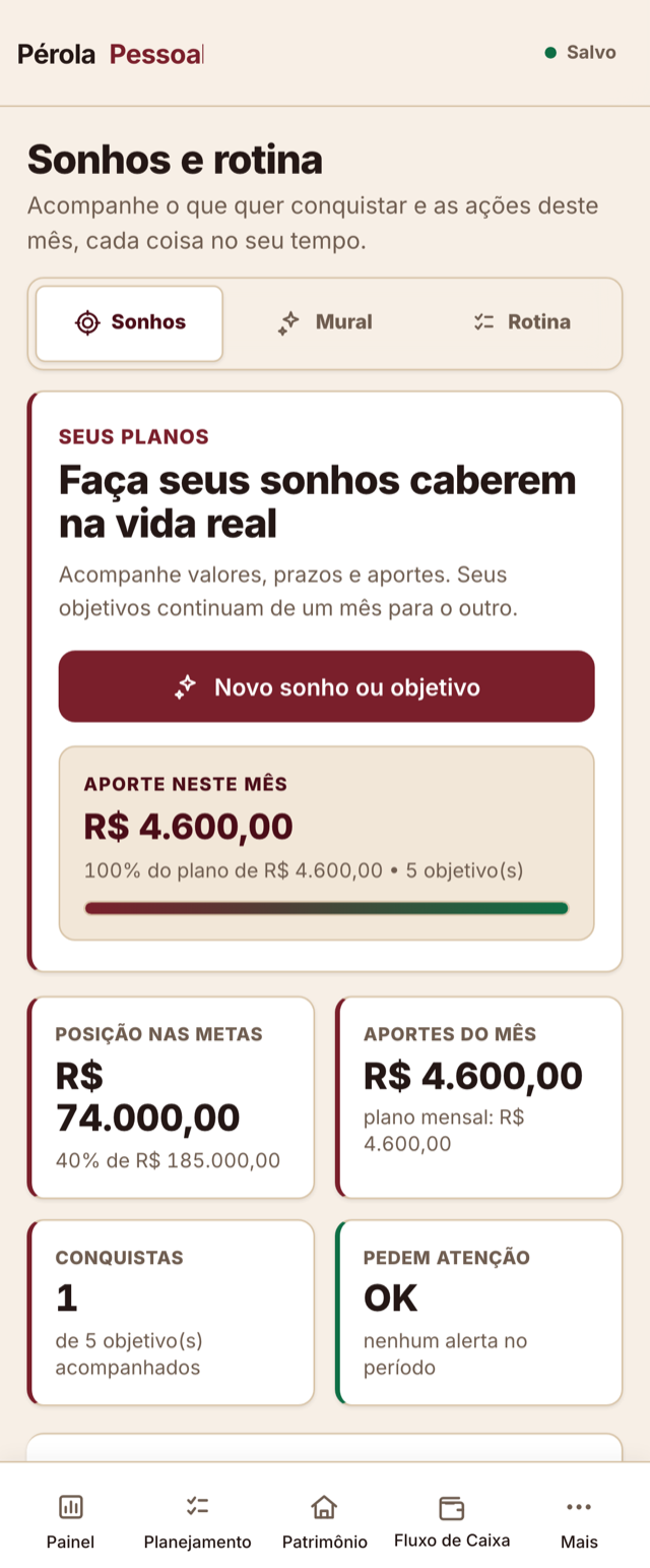 Sonhos do Pérola Pessoal no celular